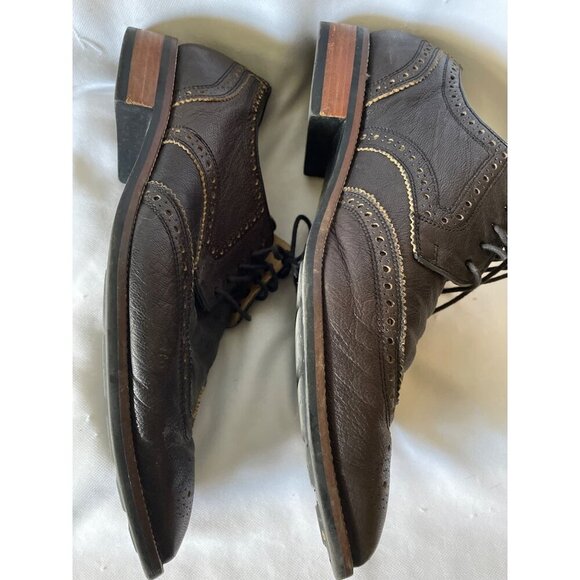 Cole Haan Mens Brown Leather Wingtip Oxford Shoes Size 11.5M With Rubber Soles & - Picture 5 of 7